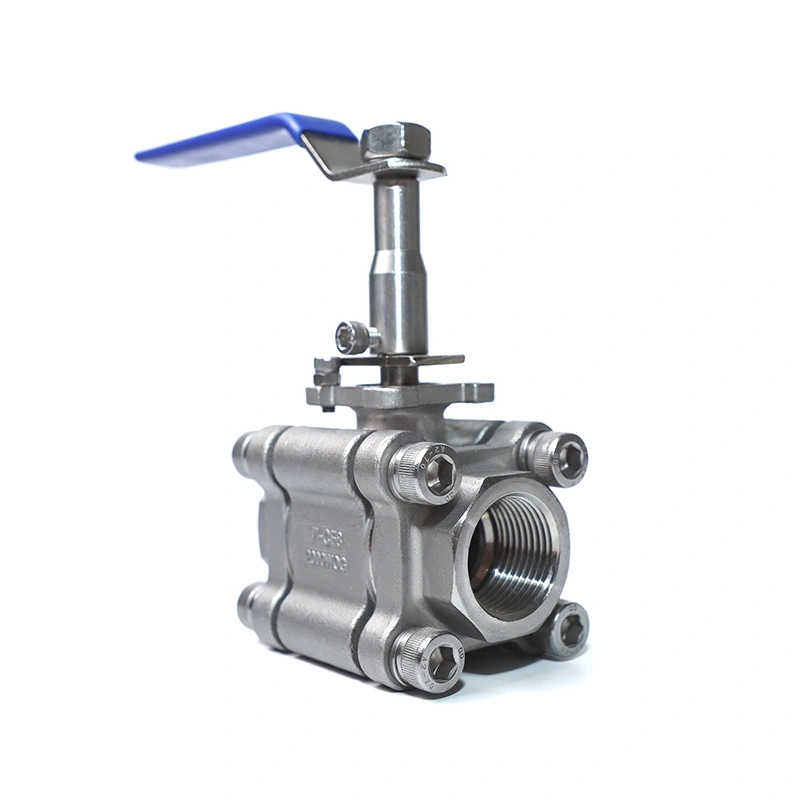 Vástago extendido de válvula de bola de acero inoxidable de 3 piezas 2000WOG
